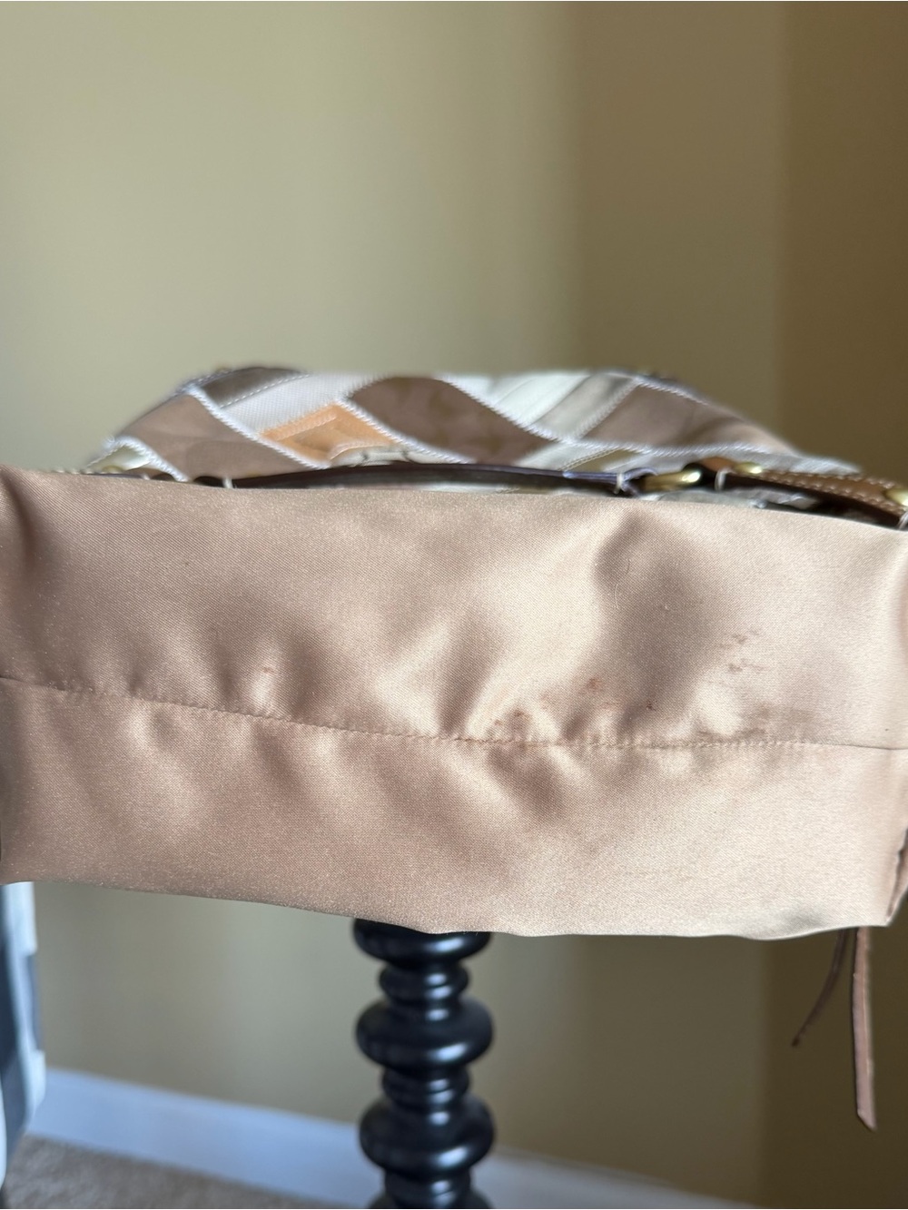 Coach Carly Patchwork Leather-Trim Shoulder Bag in Brown and Tan - Picture 6 of 12